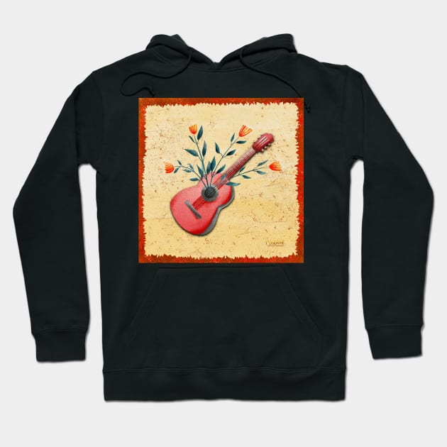 Vintage guitar and flowers Hoodie by MoTekent